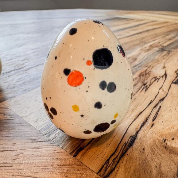 Vintage Ceramic Splatter Paint Speckled Easter Egg Decor, 3” - Picture 8 of 9